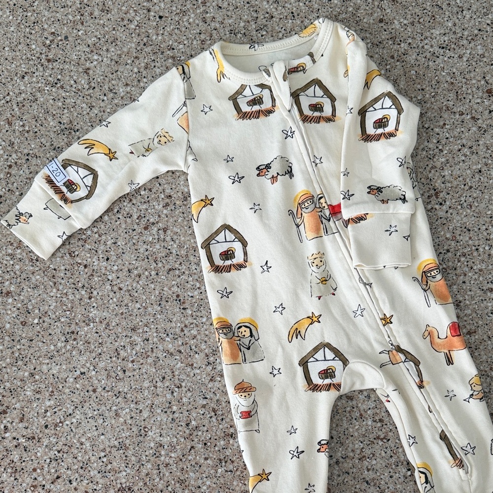 Holy Pals Cream One Piece with Nativity scenes